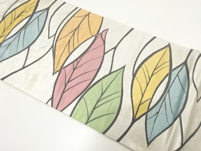 JAPANESE KIMONO / ANTIQUE FUKURO OBI / WOVEN LEAVES